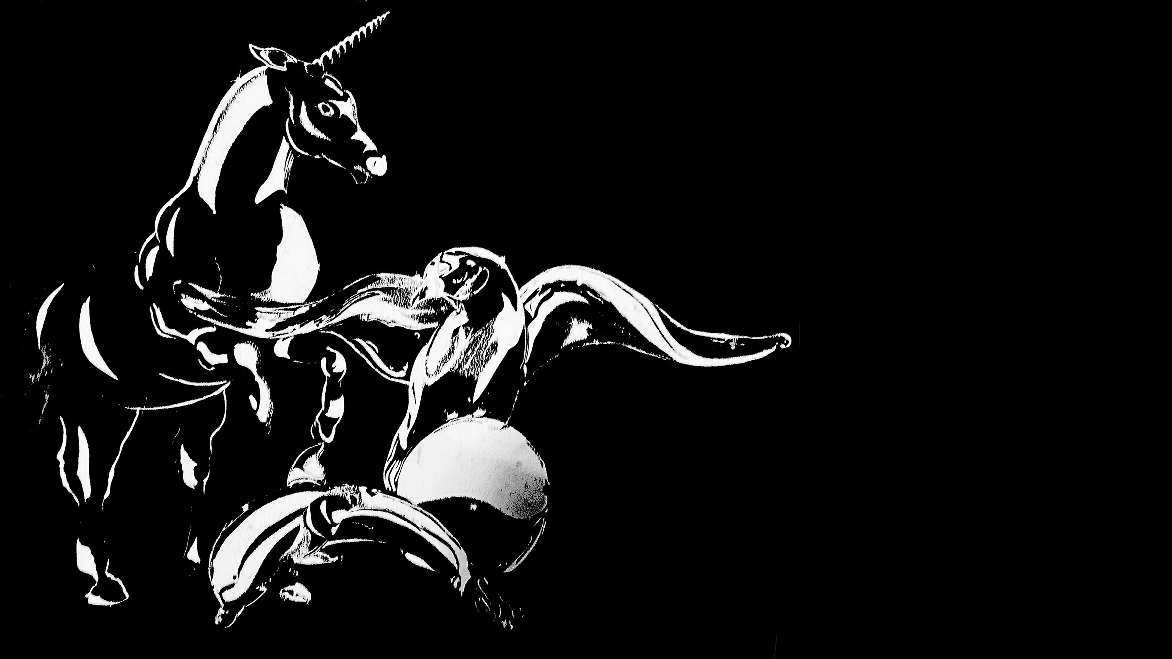 A Glass Menagerie: Unicorn, bird, seal, ball
