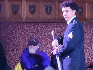 Young Siward (Lochi Nunn-Makepeace) challenges Macbeth.